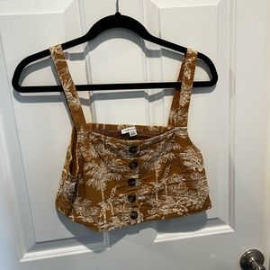American Eagle Boho Brown White Crop Tank Size M
